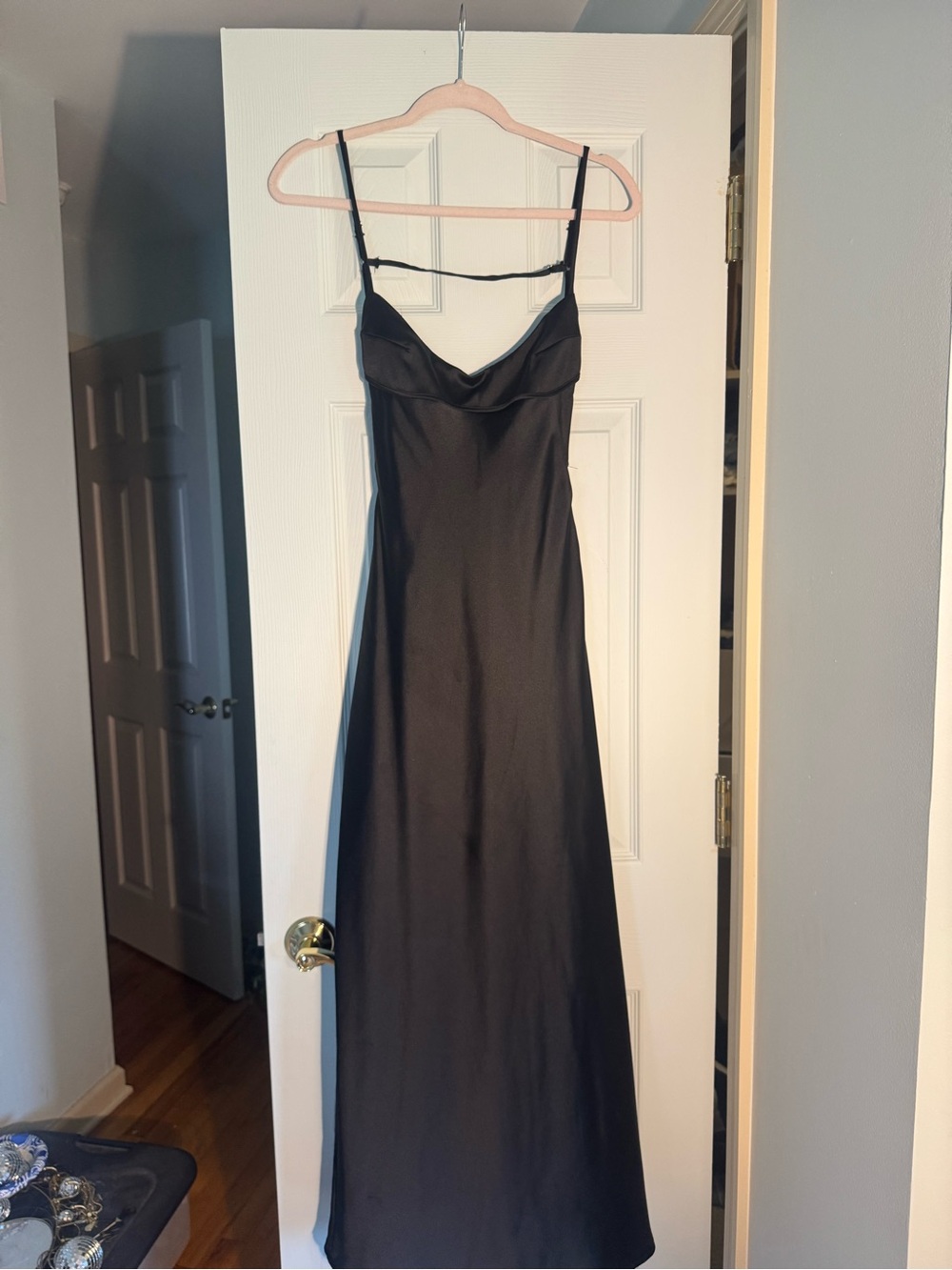 Zara Black Satin Cowl Neck Slip Dress